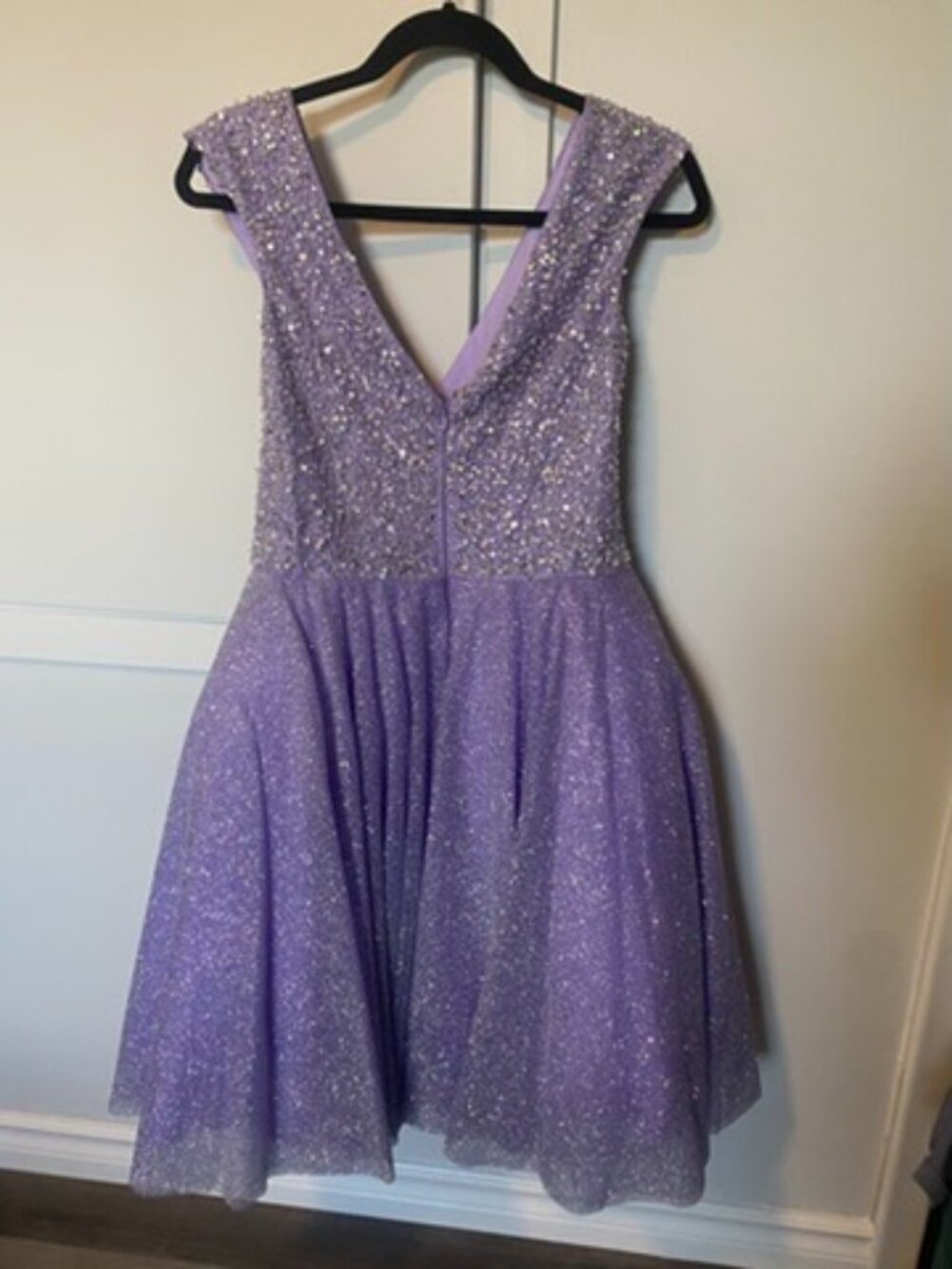 Jovani K04446 Lilac Embellished Bodice V Neck Dress